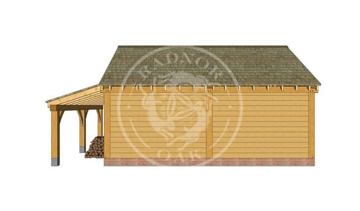 2 Bay Oak framed Garage and workshop with log store on the right Byton Low Ridge Model No. BYL2023 Radnor Oak buildings-5
