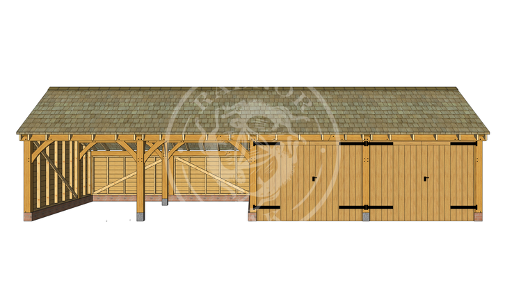 kI4004 | The Kinsham | 4 Bay Oak Framed Garage | Radnor Oak