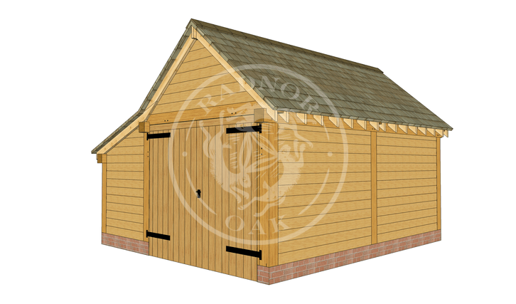 S009 | Radnor Oak | Single Garage with Double Doors & Store | Front View