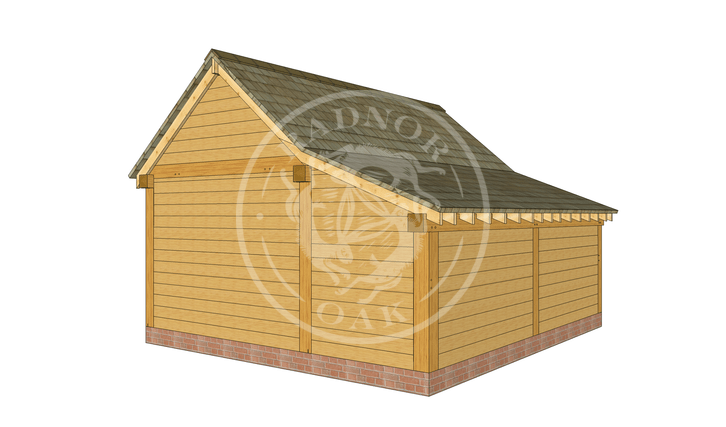 Model No. S009 | Radnor Oak | Single bay Garage with Double Doors | Front Elevation