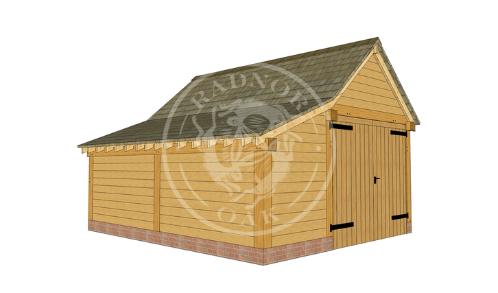 Model No. S010 | Radnor Oak | Single bay Garage with Double Doors | Front Elevation