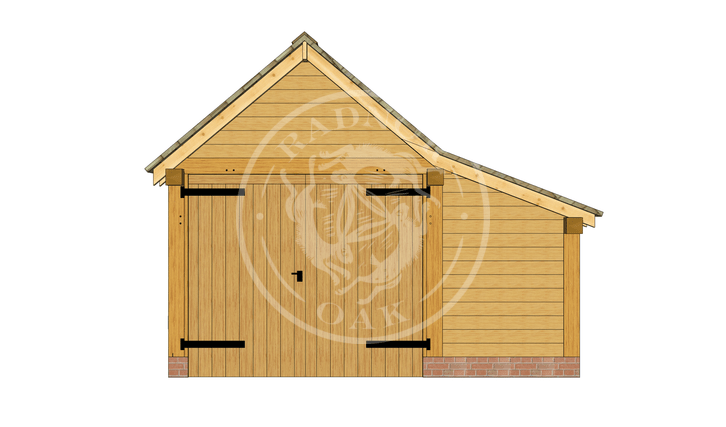S005 | Stapleton | Single Garage with Double Doors & Store | Radnor Oak | 3D Model