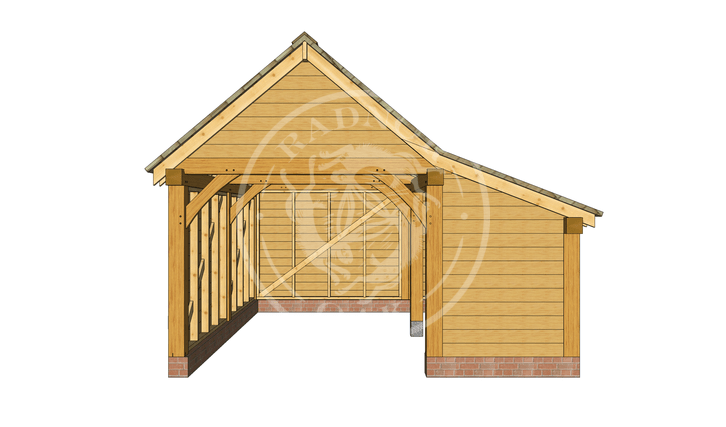 S007 | Radnor Oak | Single bay Garage With Side Store | Oak Framed GarageS007 | Radnor Oak | Single bay Garage With Side Store | Oak Framed Garage