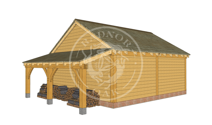 WA2023 | The Walton | 2 Bay Oak Framed Garage with Workshop & Log Store | Radnor Oak