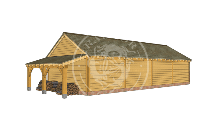 WA4002 | The Walton | 2 Bay Framed Oak Garage with Log store | Radnor Oak