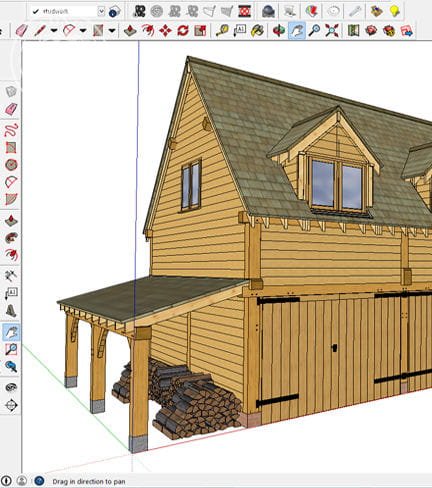 modern design software assists us to make our oak frame buildings unique to your requirements