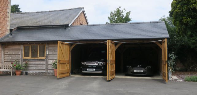 oak double doors garage