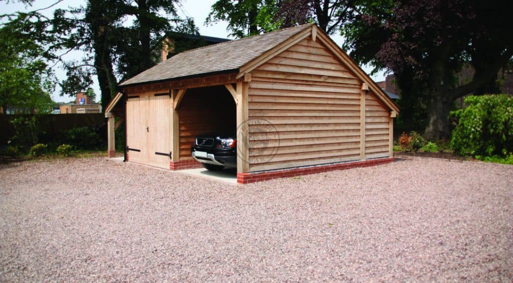 Lucton Two Bay Garage | LUC2018 | One Bay enclosed with Double Doors | Radnor Oak