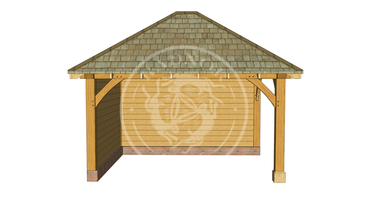 Medium Oak Framed Gazebo with full height walls | GM003 | Front | Radnor Oak