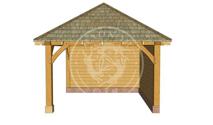 Medium Oak Framed Gazebo with full height walls | GM003 | Right | Radnor Oak